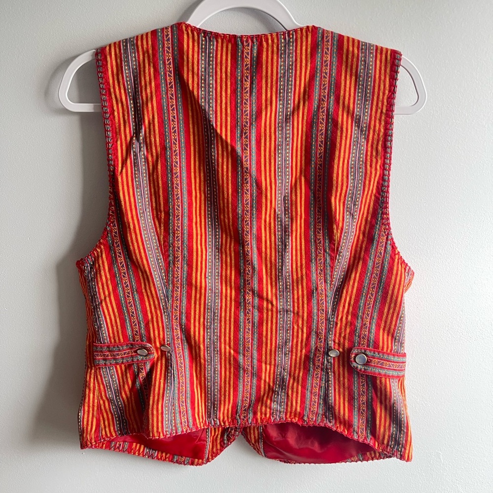 vintage Lizwear vest ft vibrant multicolored vertical stripe pattern bohemian - Picture 5 of 5